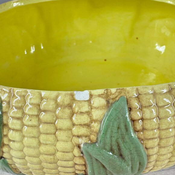 Vintage MKL Majolica Style Corn Soup Tureen Ceramic Lidded Vegetable Bowl - Picture 5 of 11